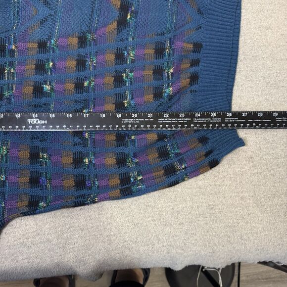 VTG Magaccio Sweater Men XL Blue Made In Italy Cotton Blend Grandpa Core Retro - Picture 9 of 10